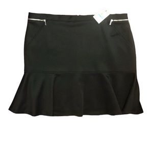 Calvin Klein Scuba Flounce Skirt w/Zipper Detail